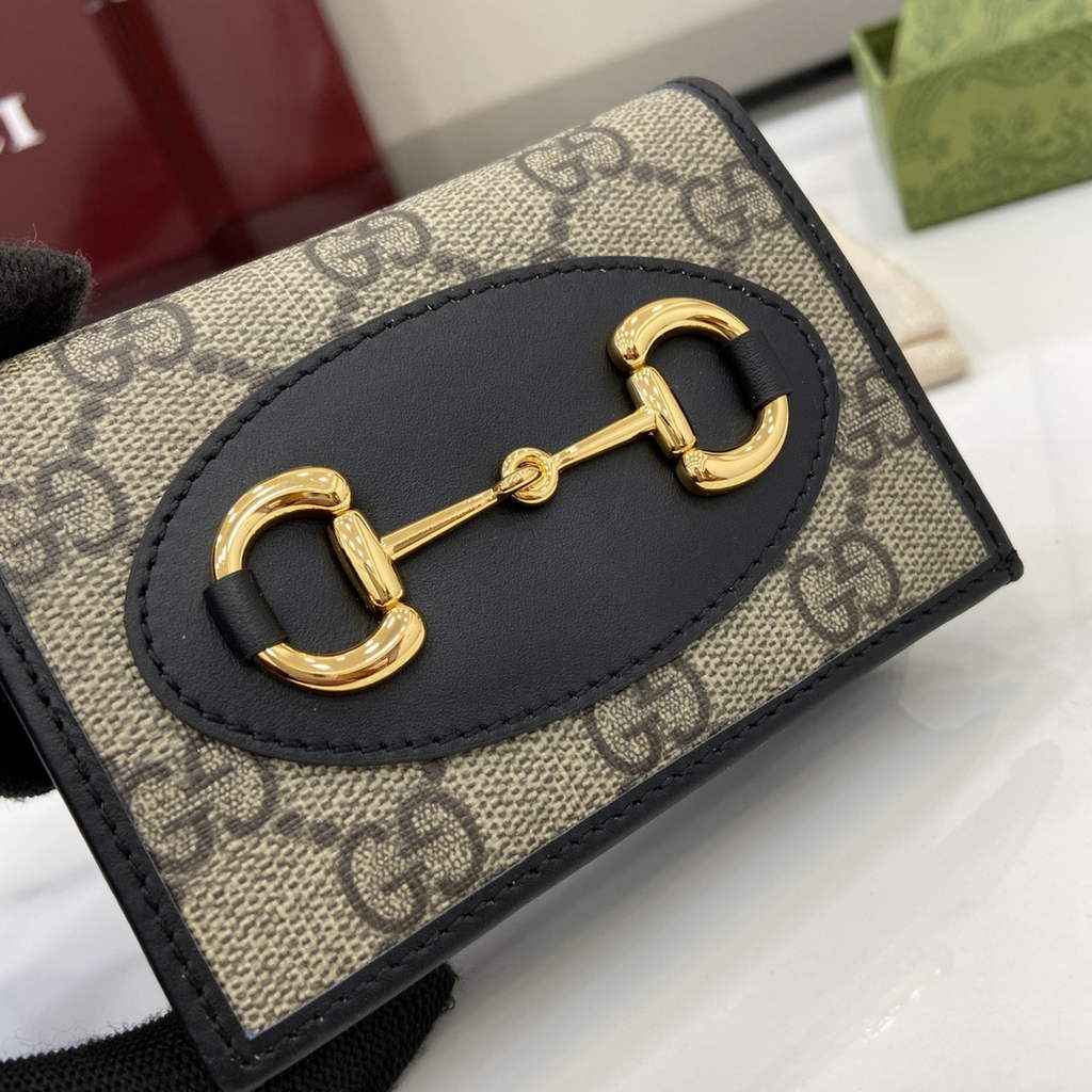Gucci Horsebit 1955 card case wallet, 621887 in black leather