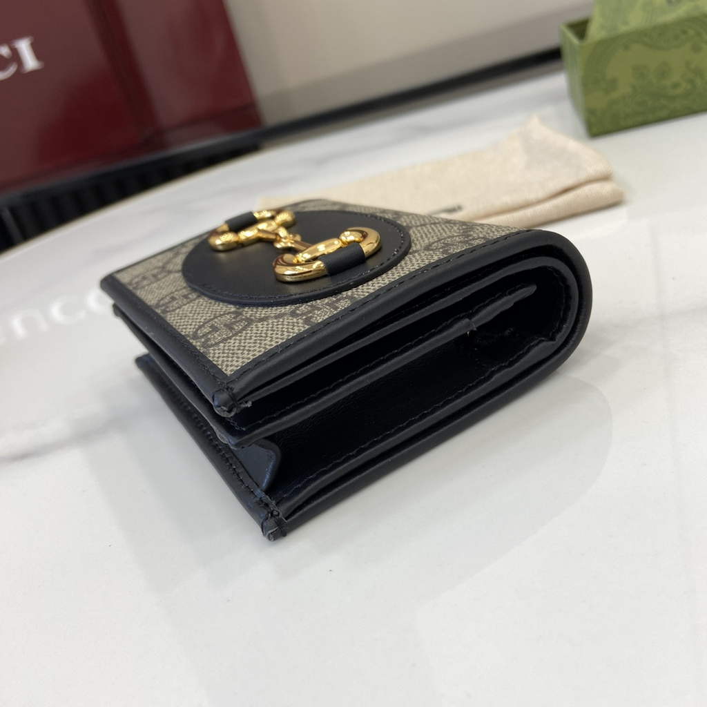 Gucci Horsebit 1955 card case wallet, 621887 in black leather