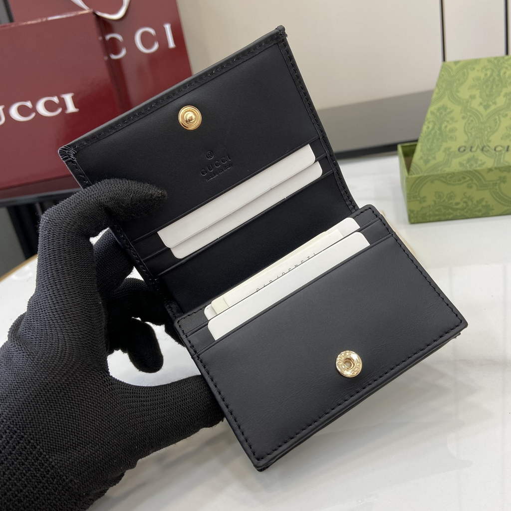 Gucci Horsebit 1955 card case wallet, 621887 in black leather