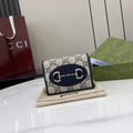 Gucci Horsebit 1955 card case wallet, 621887 in navy blue leather