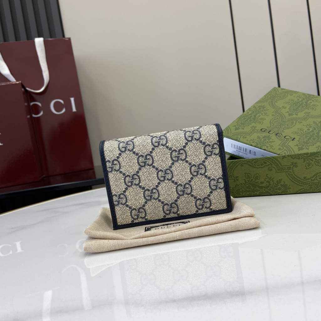 Gucci Horsebit 1955 card case wallet, 621887 in navy blue leather