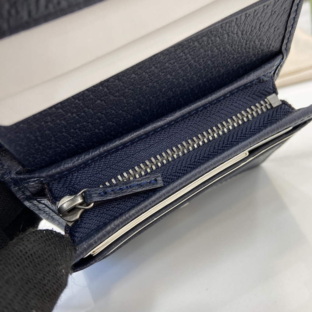 Gucci Horsebit 1955 card case wallet, 621887 in navy blue leather