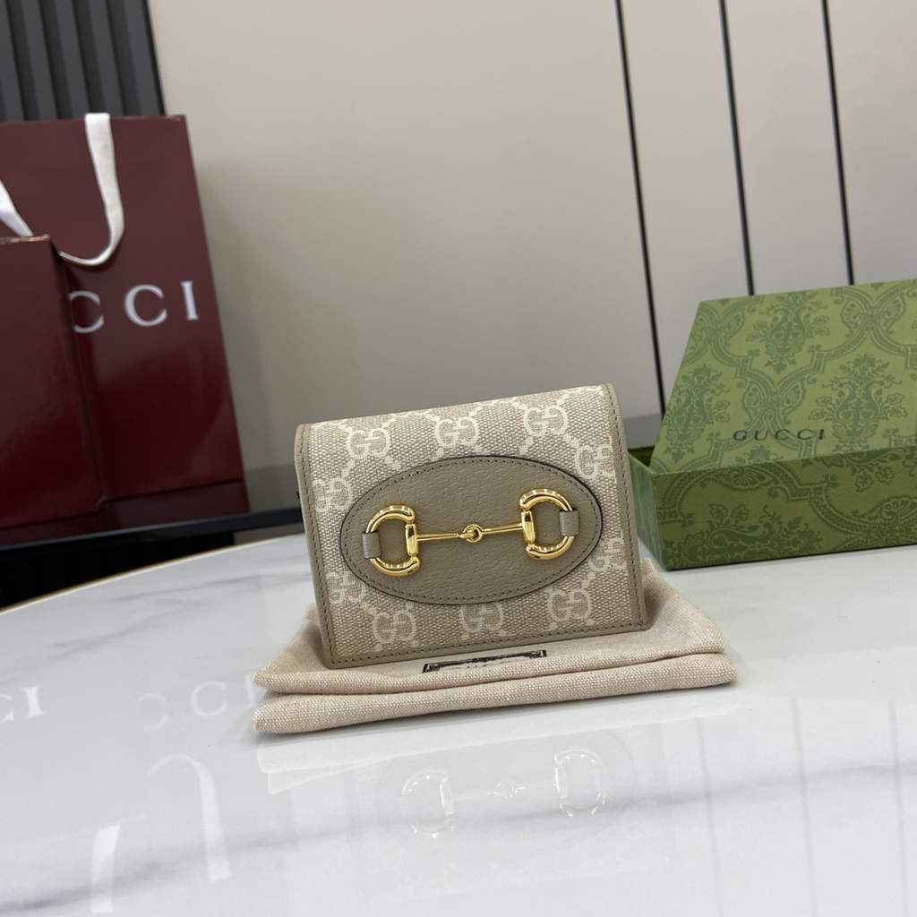 Gucci Horsebit 1955 card case wallet, 621887 in gray leather