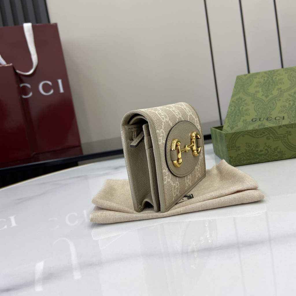 Gucci Horsebit 1955 card case wallet, 621887 in gray leather