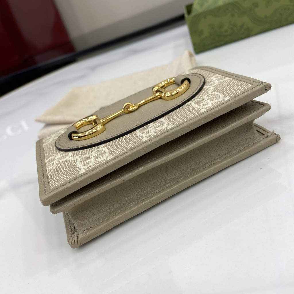 Gucci Horsebit 1955 card case wallet, 621887 in gray leather