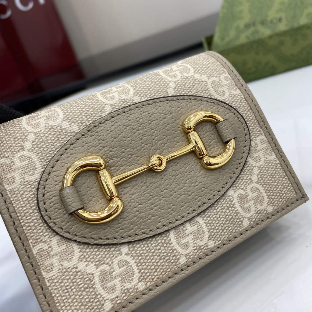Gucci Horsebit 1955 card case wallet, 621887 in gray leather