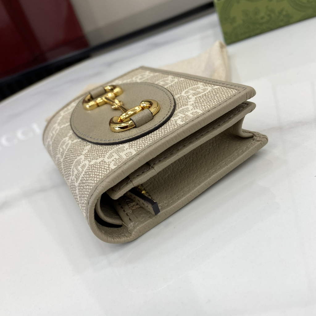 Gucci Horsebit 1955 card case wallet, 621887 in gray leather