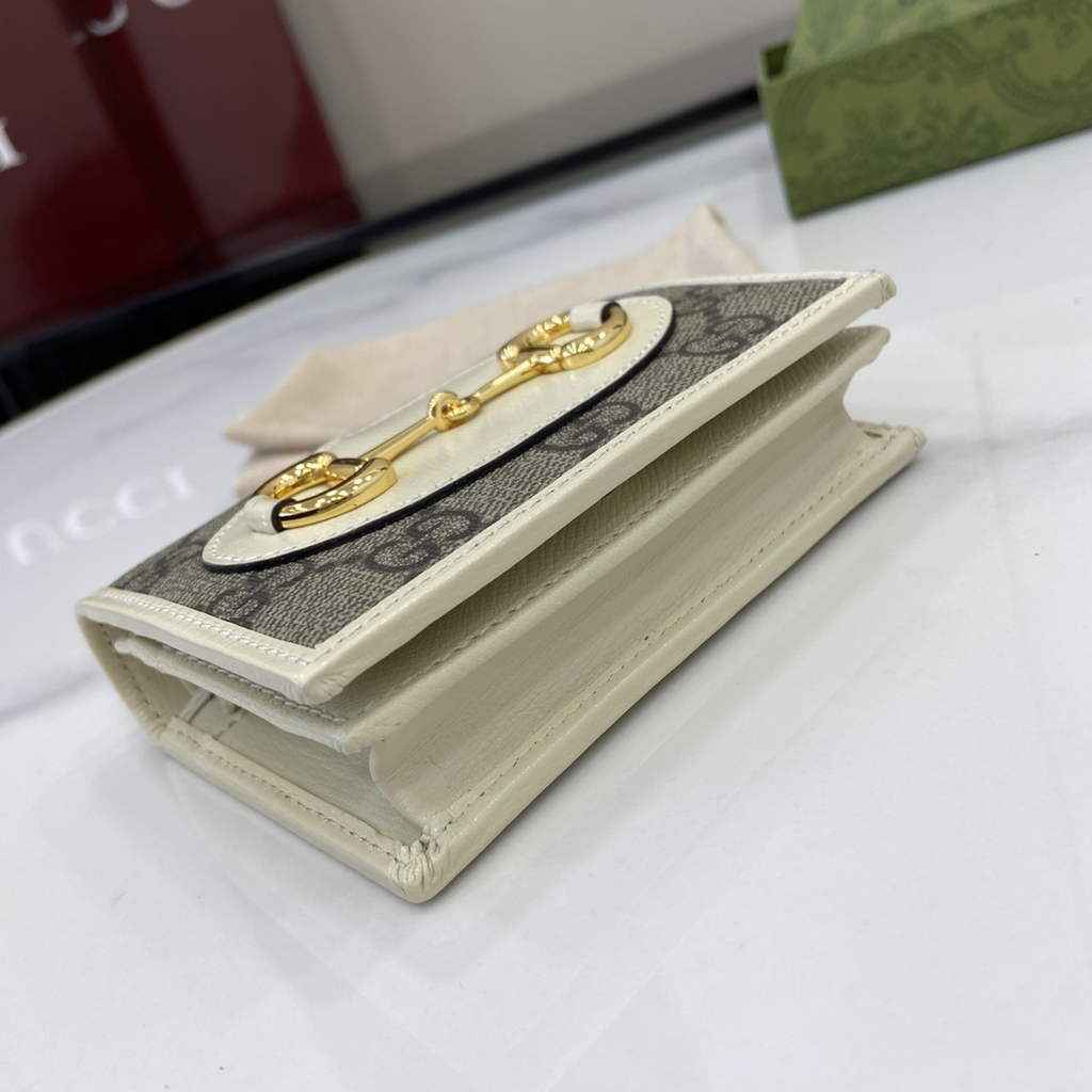 Gucci Horsebit 1955 card case wallet, 621887 in beige leather