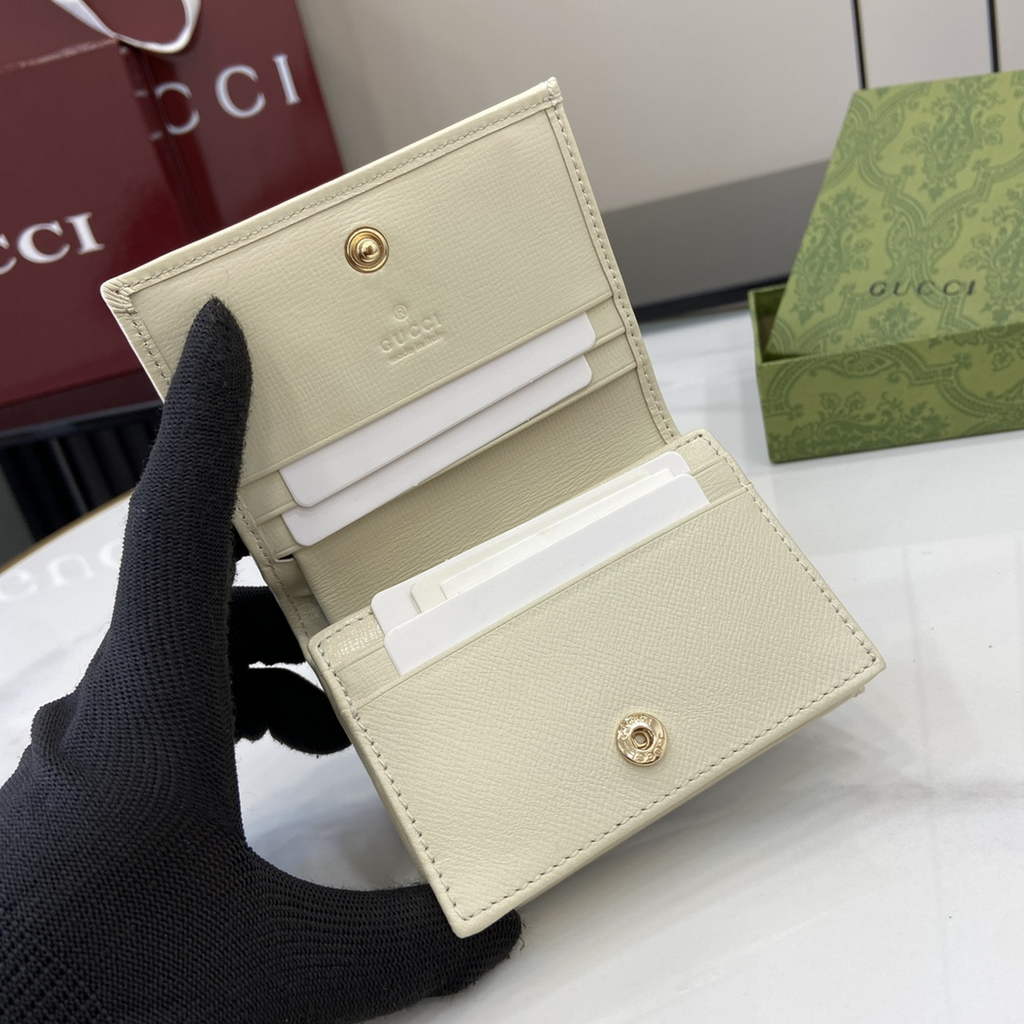 Gucci Horsebit 1955 card case wallet, 621887 in beige leather