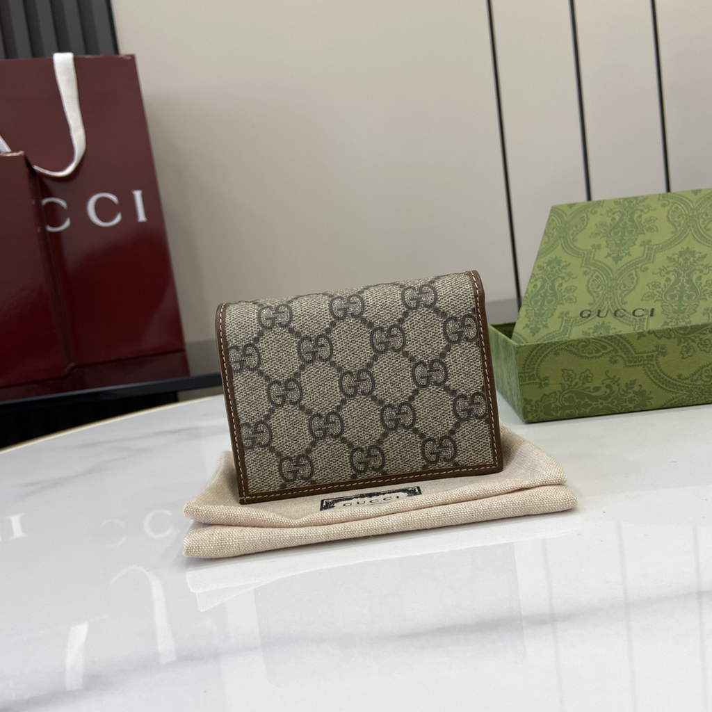 Gucci Horsebit 1955 card case wallet, 621887 in brown leather