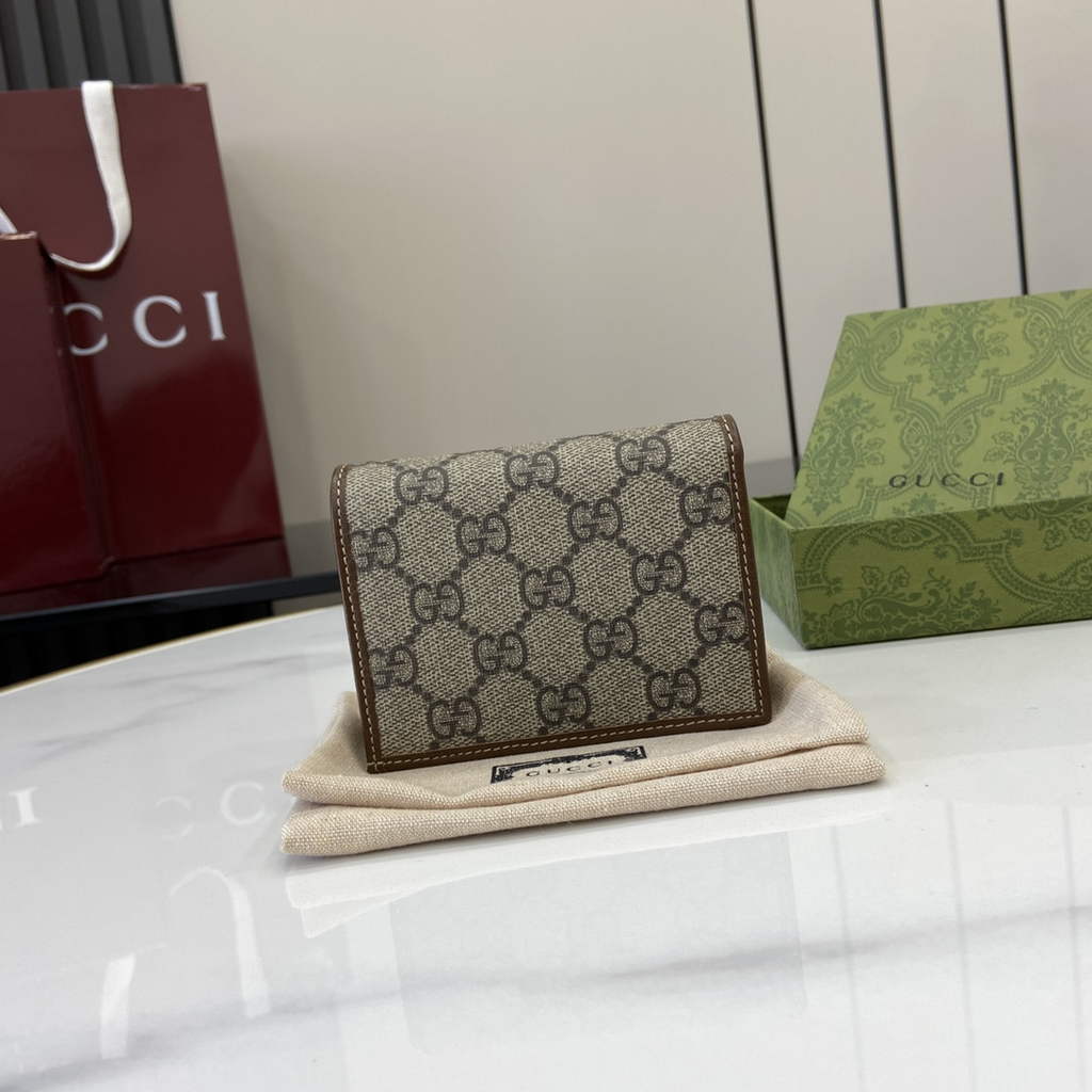 Gucci Horsebit 1955 card case wallet, 621887 in brown leather