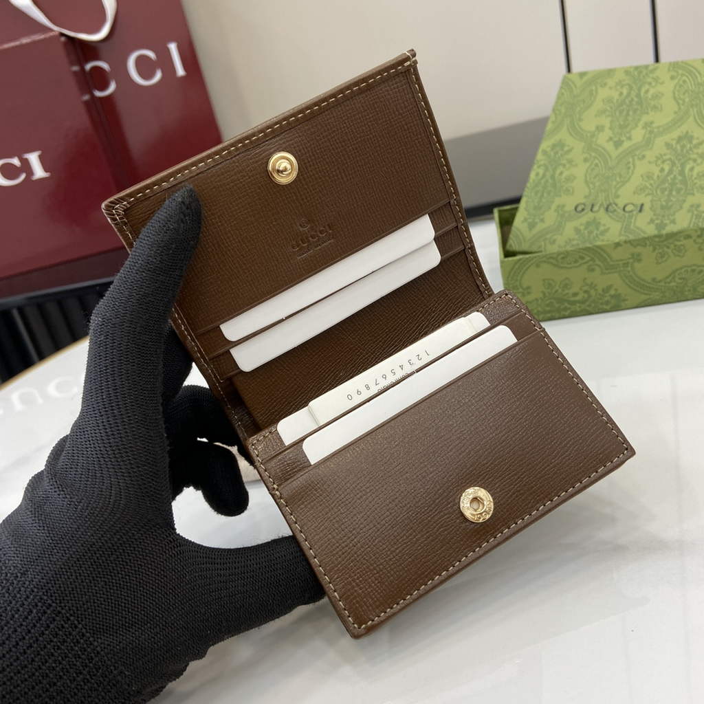 Gucci Horsebit 1955 card case wallet, 621887 in brown leather