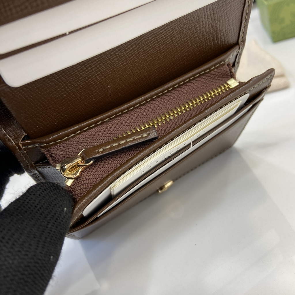 Gucci Horsebit 1955 card case wallet, 621887 in brown leather