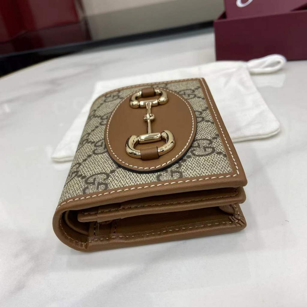 Gucci Horsebit 1955 card case wallet, 621887 in tan leather