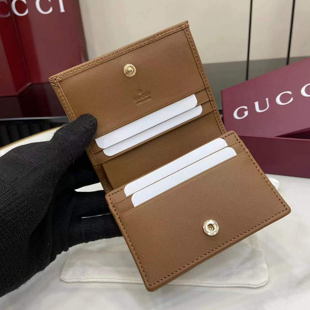 Gucci Horsebit 1955 card case wallet, 621887 in tan leather