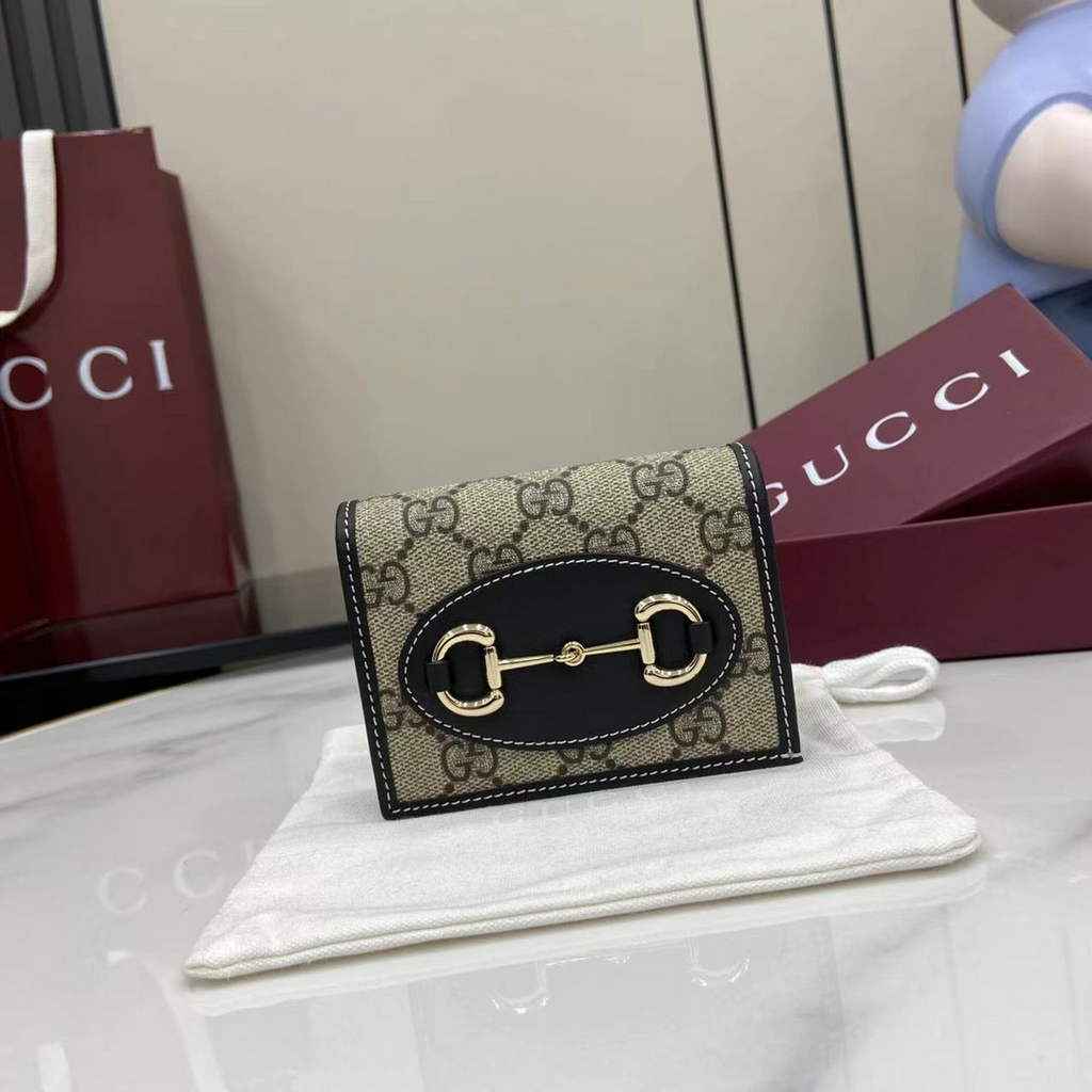 Gucci Horsebit 1955 card case wallet, 621887 in black fabric