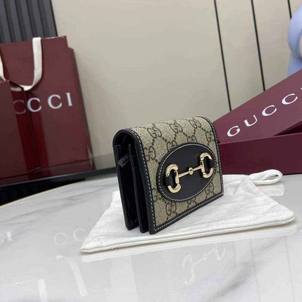 Gucci Horsebit 1955 card case wallet, 621887 in black fabric