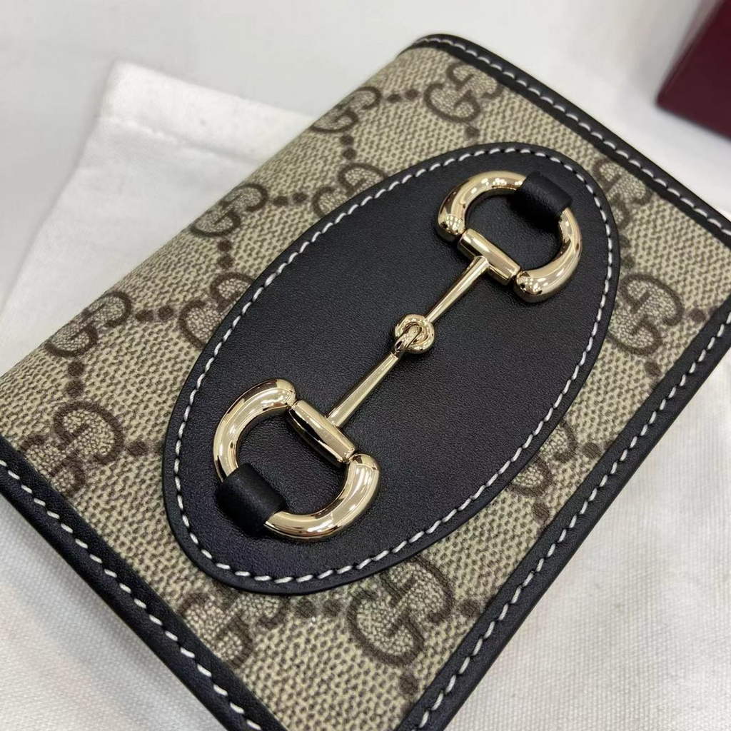 Gucci Horsebit 1955 card case wallet, 621887 in black fabric