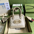 Gucci Horsebit 1955 GG mini bag 677212 Beige and white GG Supreme canvas