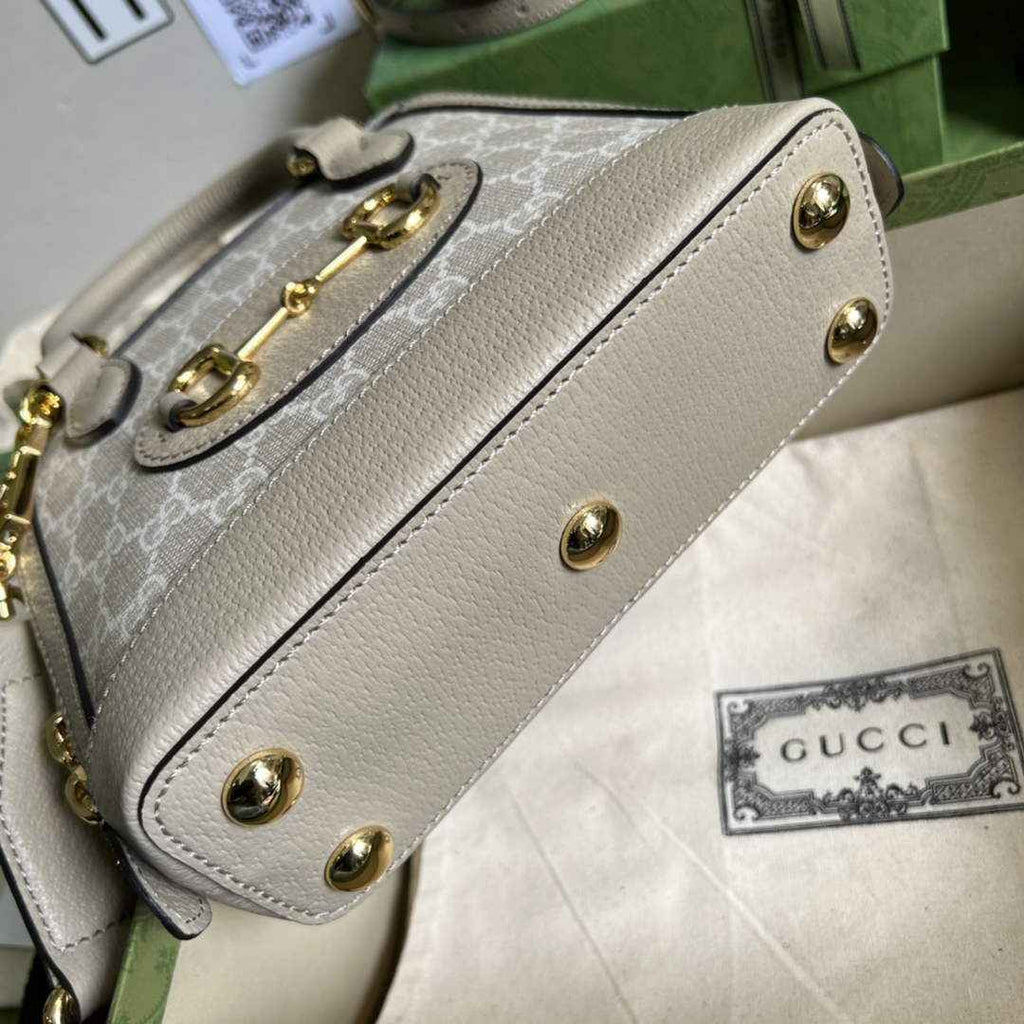 Gucci Horsebit 1955 GG mini bag 677212 Beige and white GG Supreme canvas