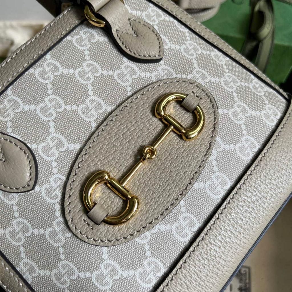 Gucci Horsebit 1955 GG mini bag 677212 Beige and white GG Supreme canvas