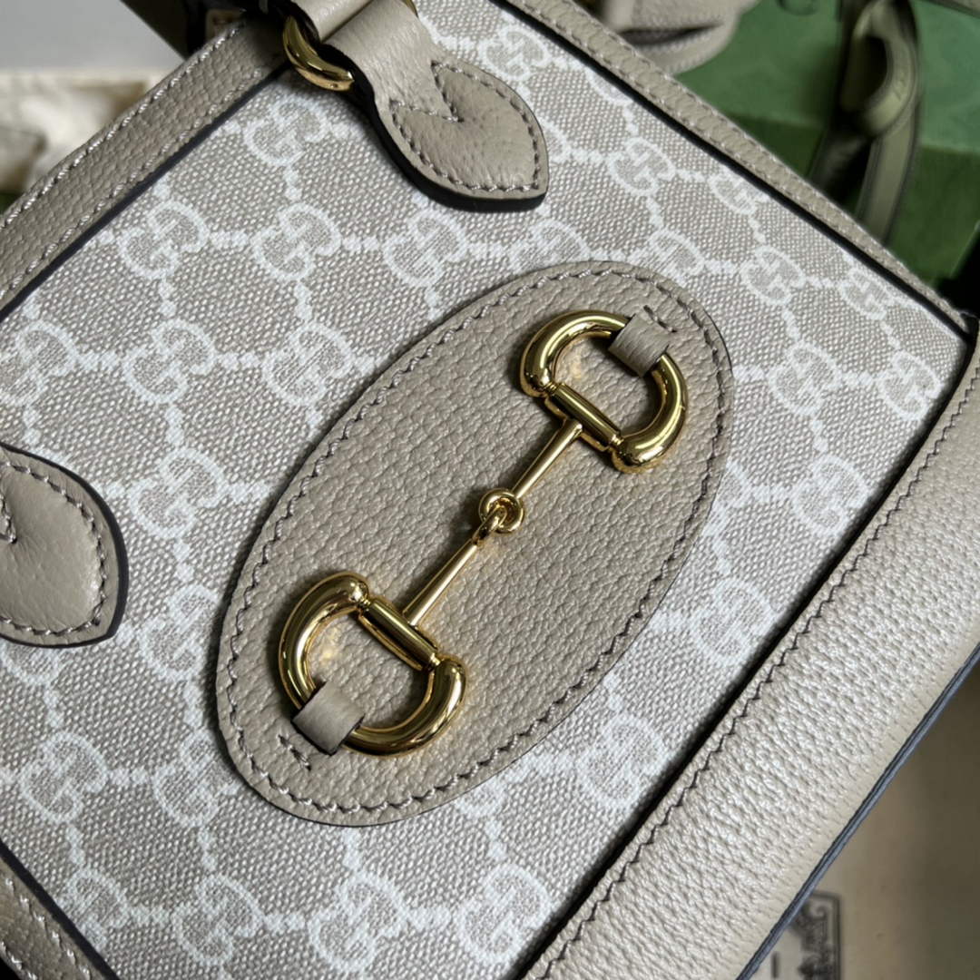 Gucci Horsebit 1955 GG mini bag 677212 Beige and white GG Supreme canvas