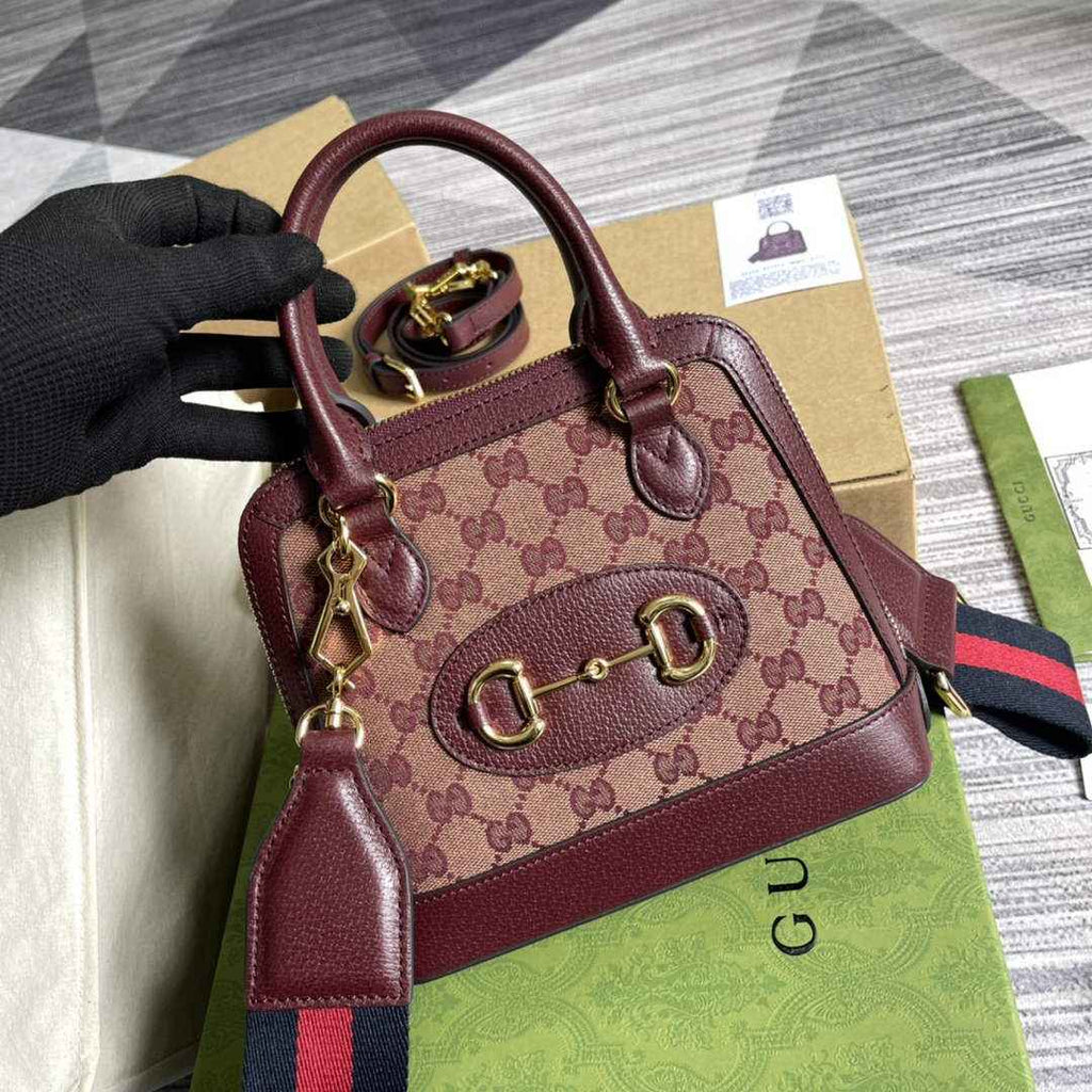 Gucci Horsebit 1955 GG mini bag 677212 Red GG Supreme canvas