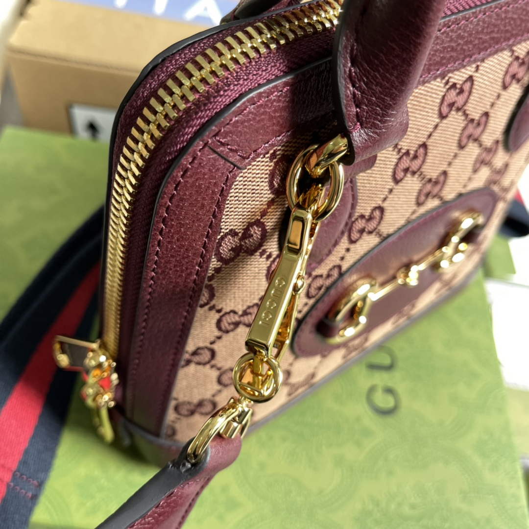 Gucci Horsebit 1955 GG mini bag 677212 Red GG Supreme canvas