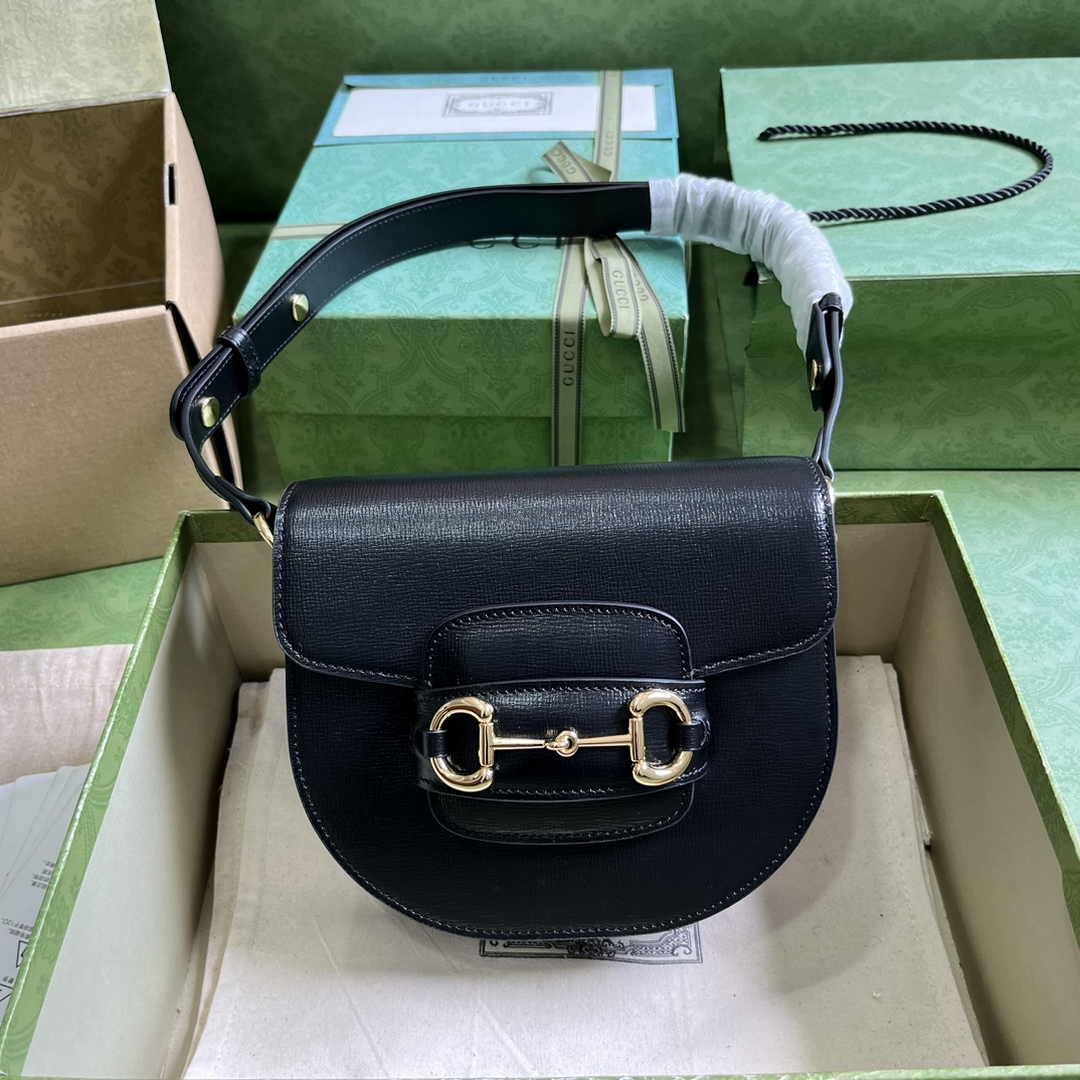 Gucci Horsebit 1955 mini rounded bag 760191 in black leather