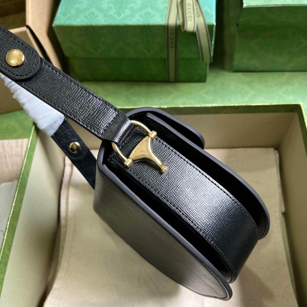 Gucci Horsebit 1955 mini rounded bag 760191 in black leather