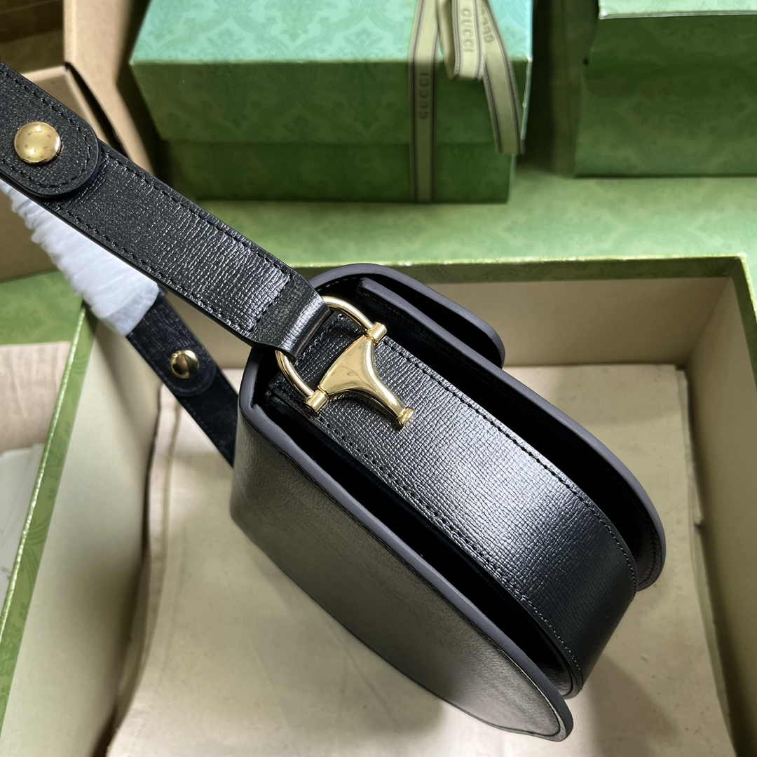 Gucci Horsebit 1955 mini rounded bag 760191 in black leather