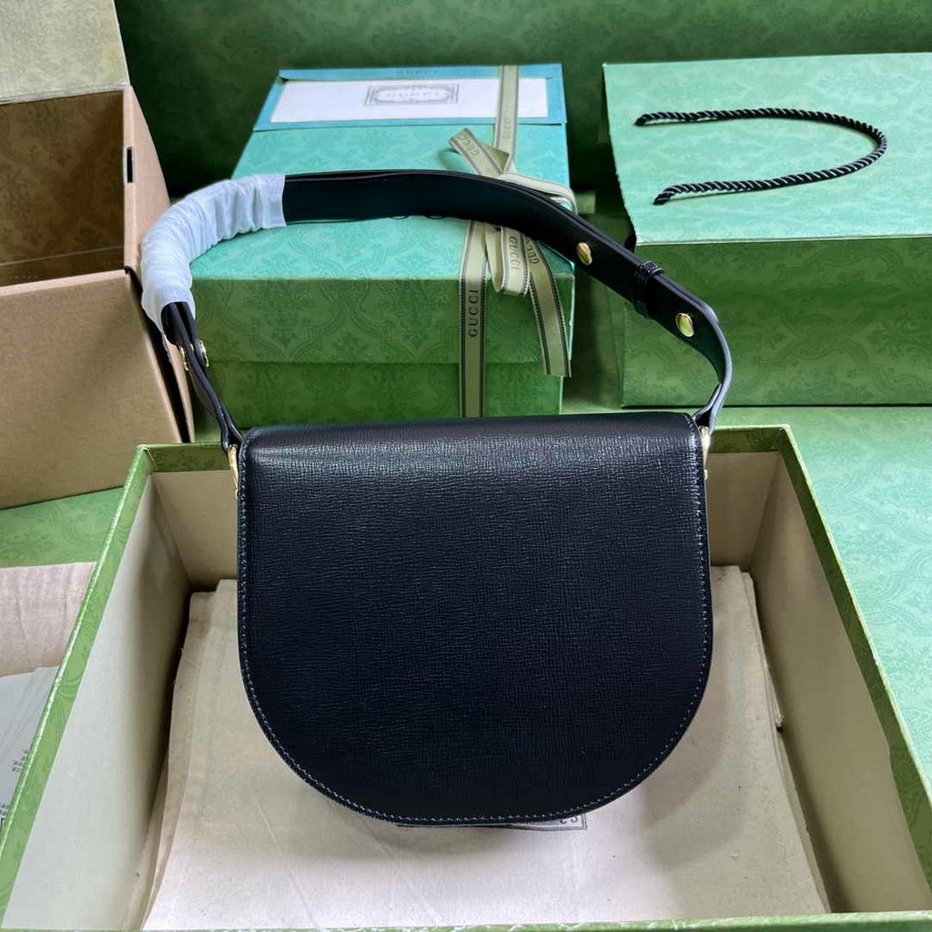 Gucci Horsebit 1955 mini rounded bag 760191 in black leather