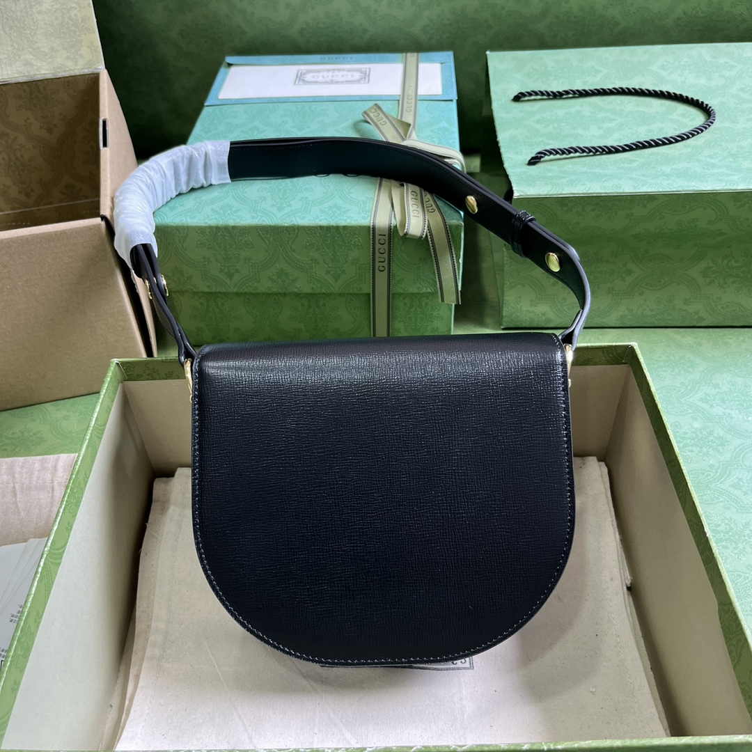 Gucci Horsebit 1955 mini rounded bag 760191 in black leather