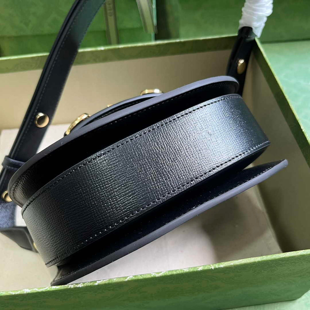 Gucci Horsebit 1955 mini rounded bag 760191 in black leather