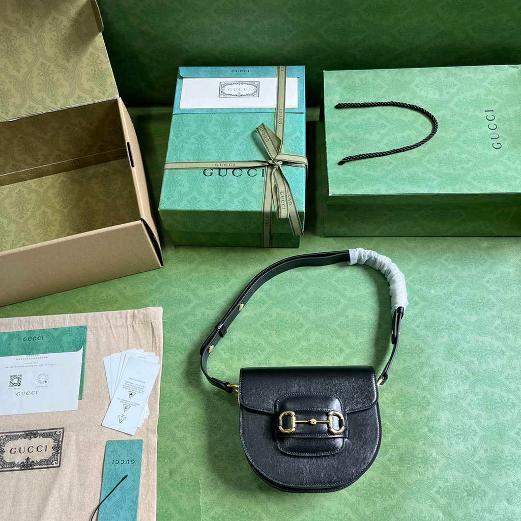Gucci Horsebit 1955 mini rounded bag 760191 in black leather