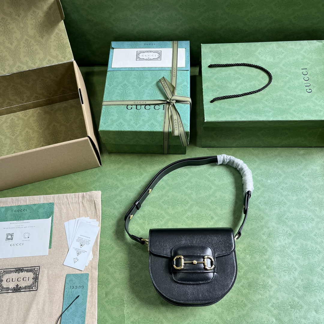 Gucci Horsebit 1955 mini rounded bag 760191 in black leather