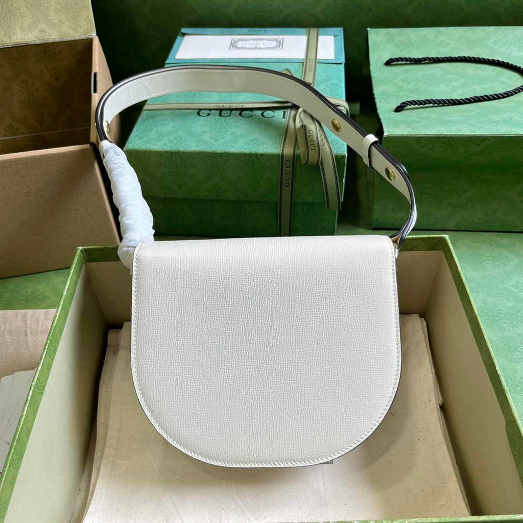 Gucci Horsebit 1955 mini rounded bag 760191 in white leather