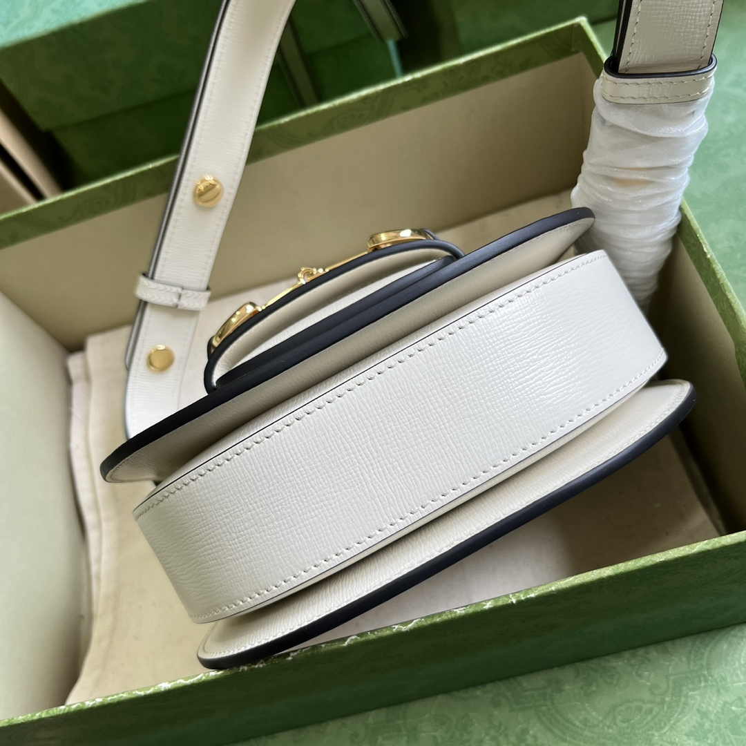 Gucci Horsebit 1955 mini rounded bag 760191 in white leather