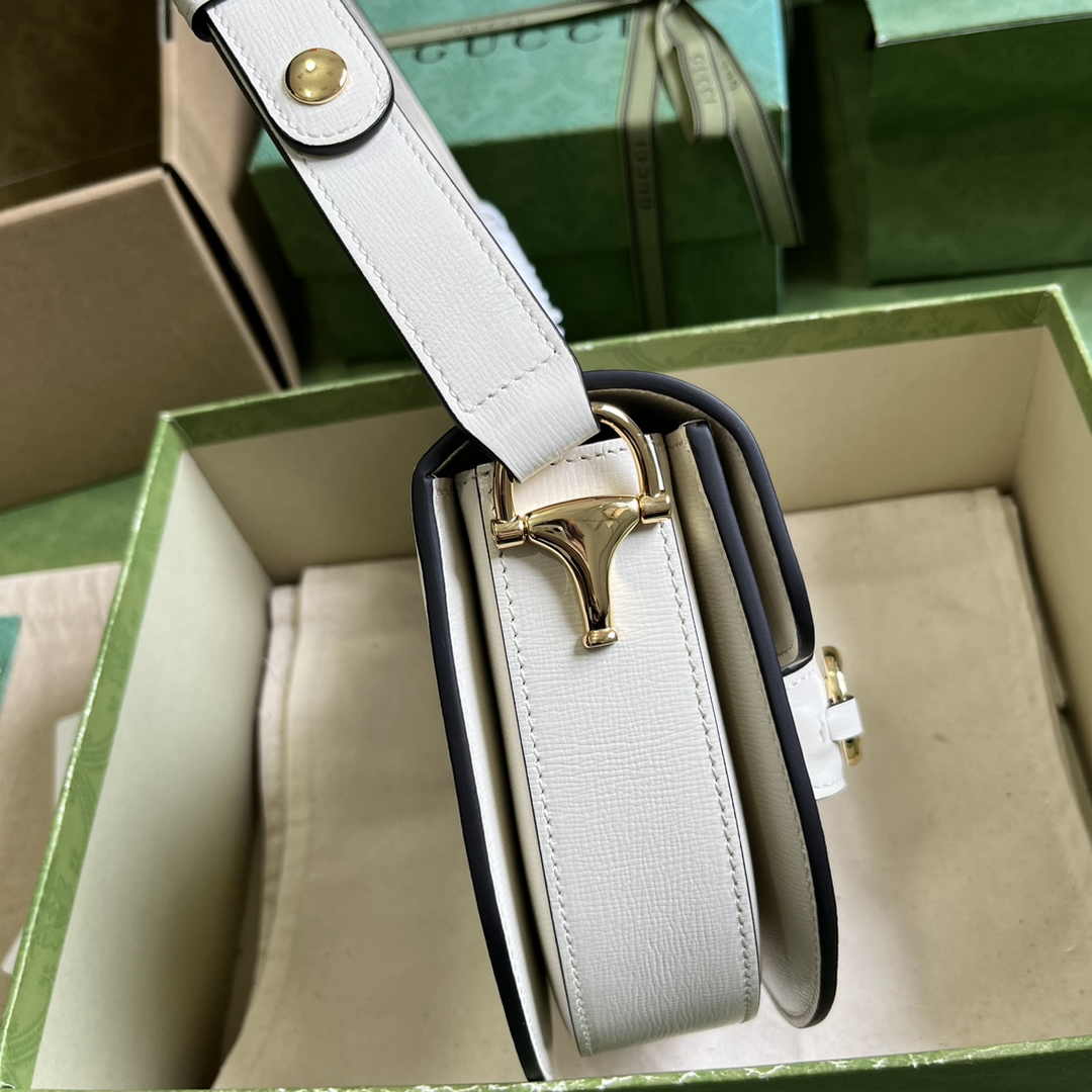 Gucci Horsebit 1955 mini rounded bag 760191 in white leather