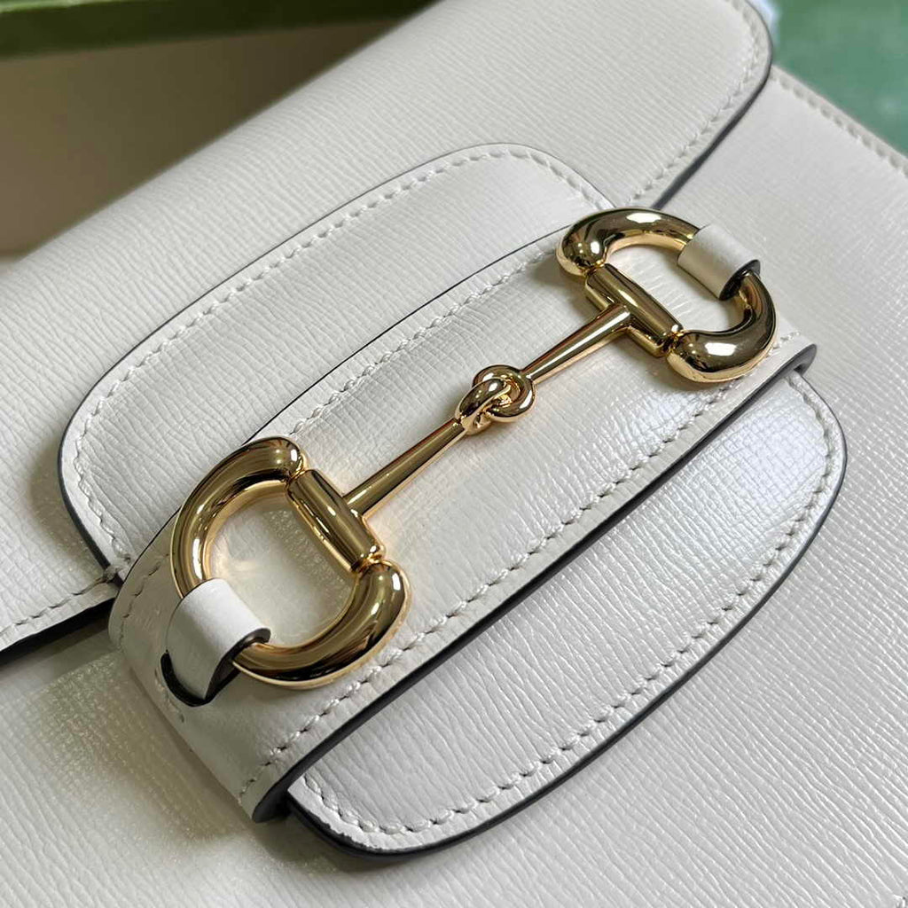 Gucci Horsebit 1955 mini rounded bag 760191 in white leather