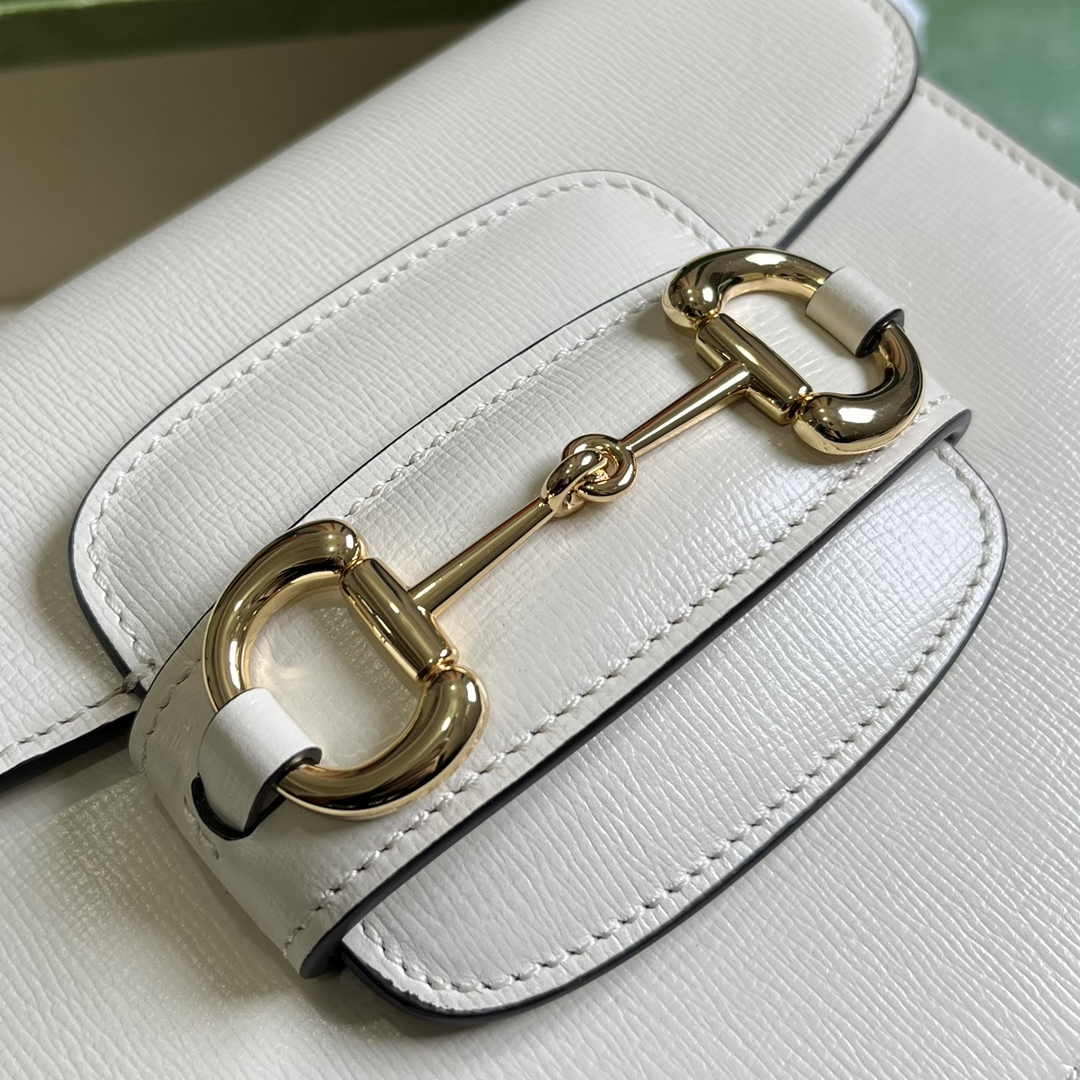 Gucci Horsebit 1955 mini rounded bag 760191 in white leather