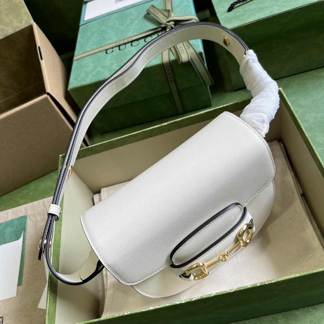 Gucci Horsebit 1955 mini rounded bag 760191 in white leather