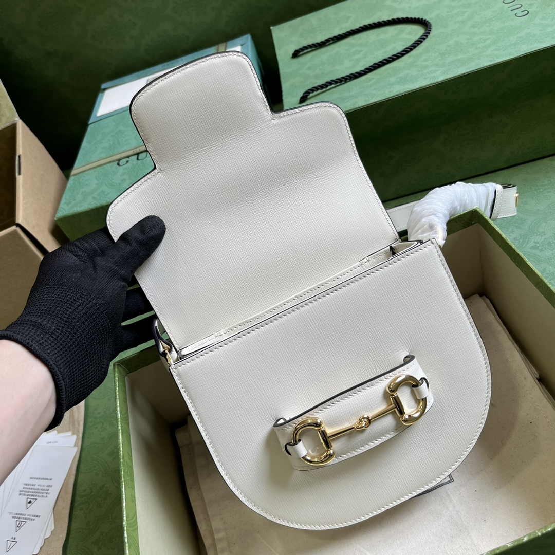 Gucci Horsebit 1955 mini rounded bag 760191 in white leather