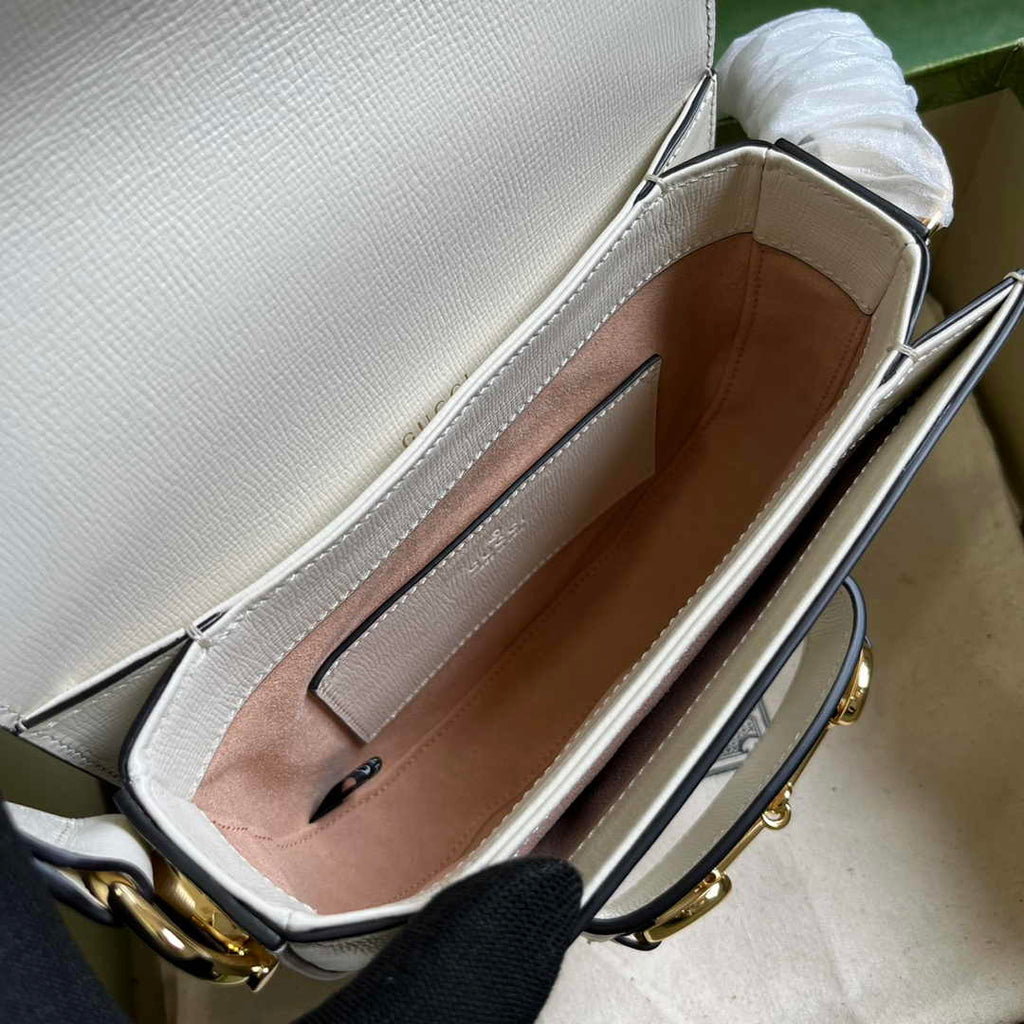 Gucci Horsebit 1955 mini rounded bag 760191 in white leather