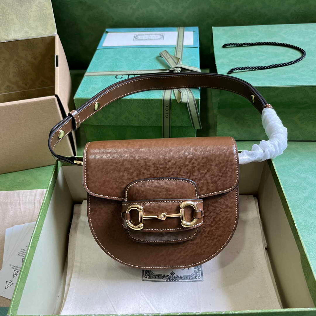 Gucci Horsebit 1955 mini rounded bag 760191 in brown leather