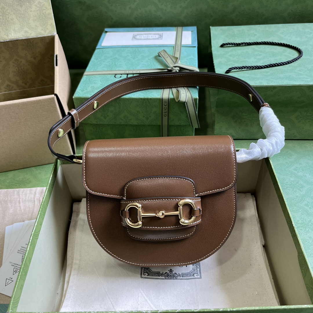Gucci Horsebit 1955 mini rounded bag 760191 in brown leather
