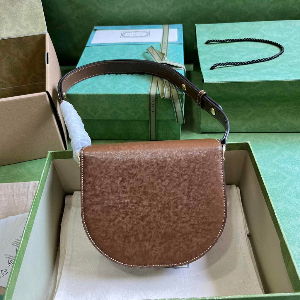 Gucci Horsebit 1955 mini rounded bag 760191 in brown leather