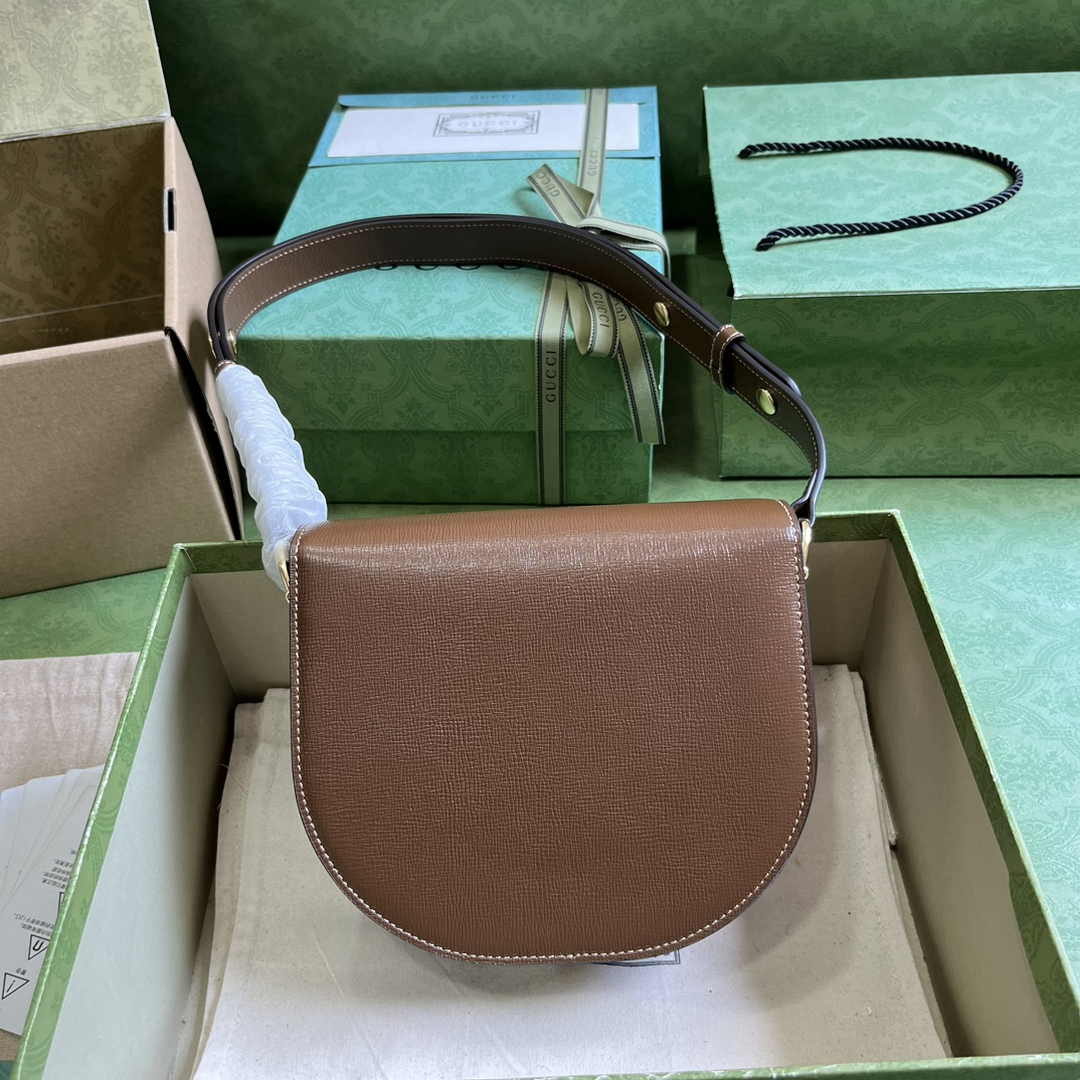 Gucci Horsebit 1955 mini rounded bag 760191 in brown leather