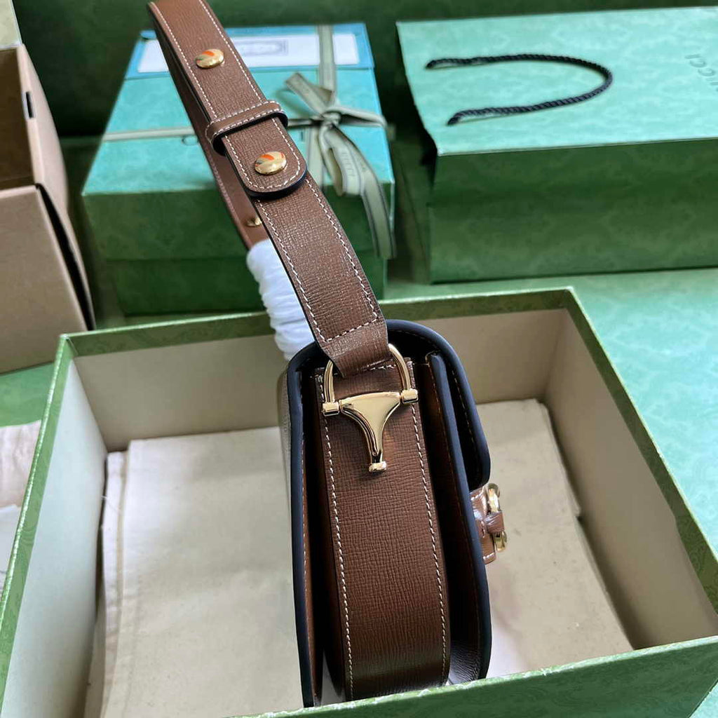 Gucci Horsebit 1955 mini rounded bag 760191 in brown leather