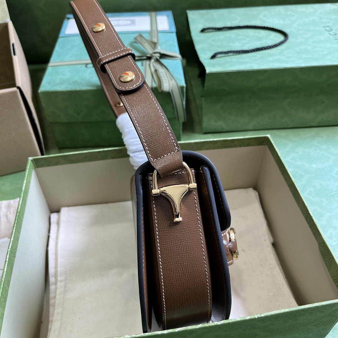 Gucci Horsebit 1955 mini rounded bag 760191 in brown leather